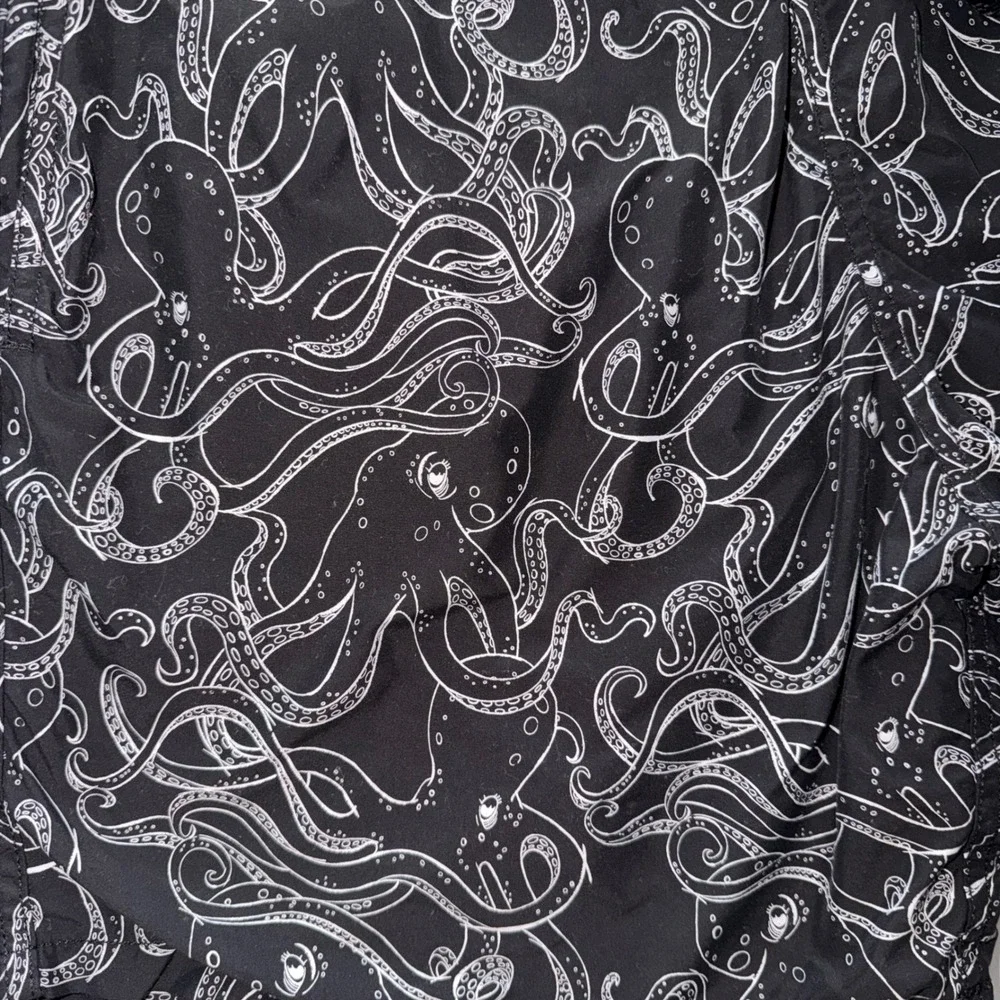 Vilebrequin Moorea Swim Trunks Mens XXL Black White Octopus Poulpes Short Luxury